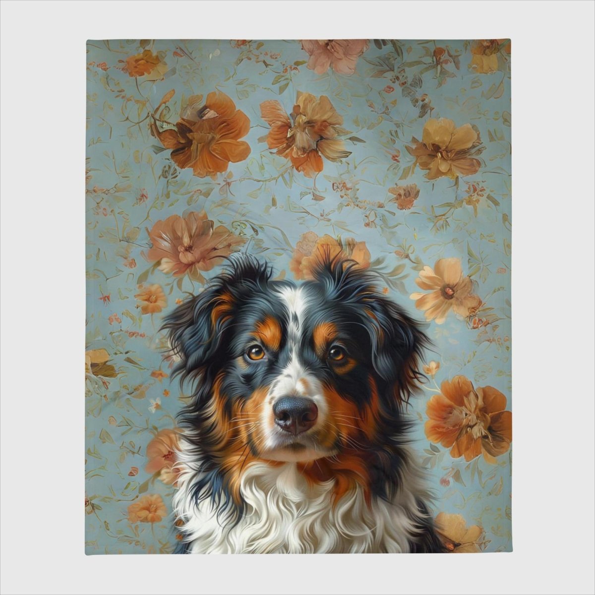 Australian Shepherd Floral Throw Blanket - Funny Nikko