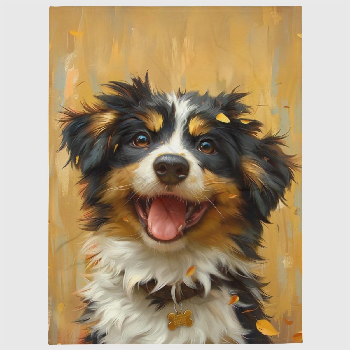 Australian Shepherd Puppy Autumn Throw Blanket - Funny Nikko