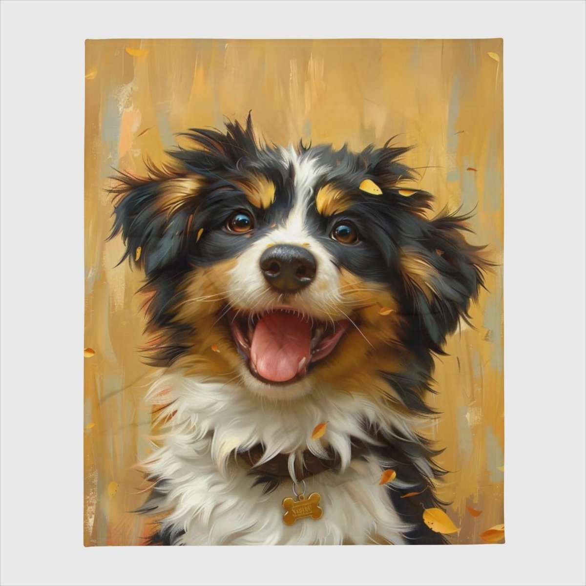 Australian Shepherd Puppy Autumn Throw Blanket - Funny Nikko