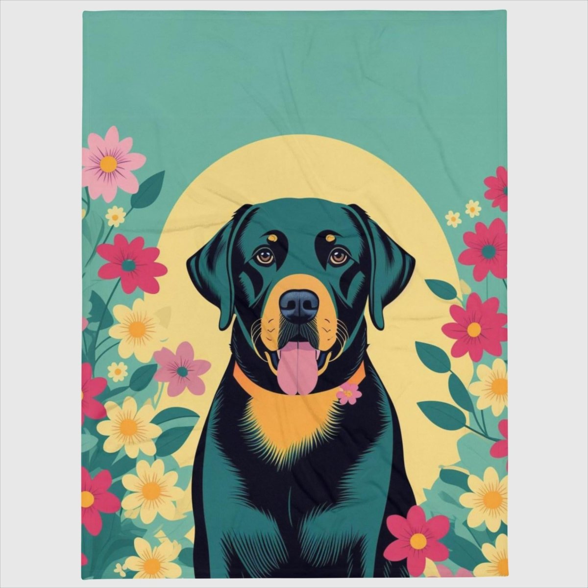 Black Labrador in Floral Aura Throw Blanket - Funny Nikko