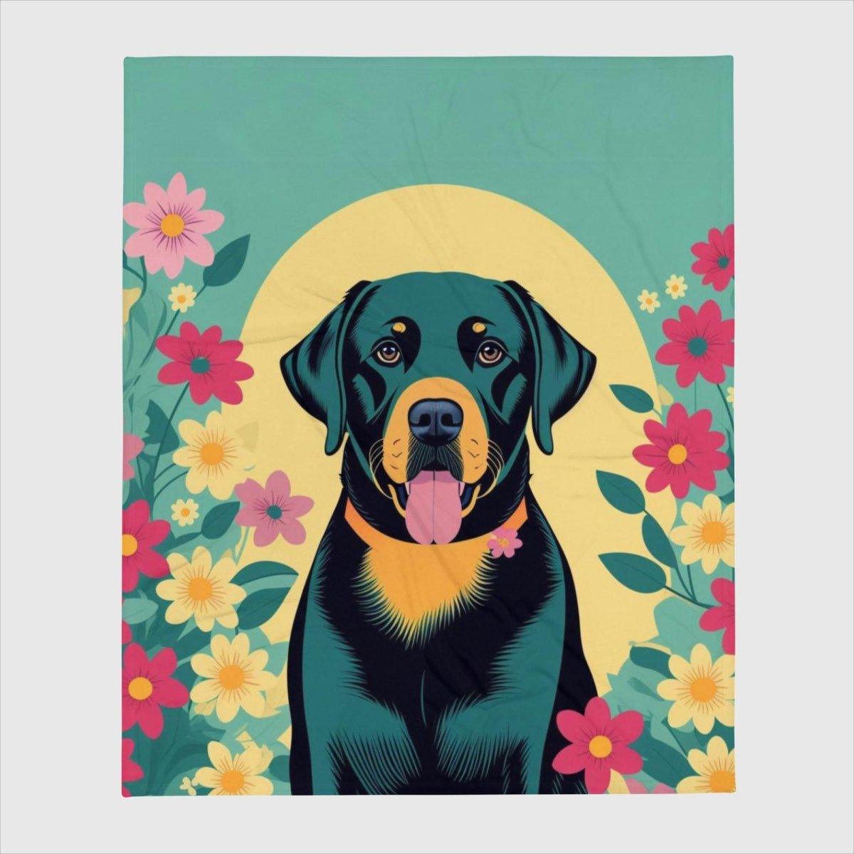 Black Labrador in Floral Aura Throw Blanket - Funny Nikko