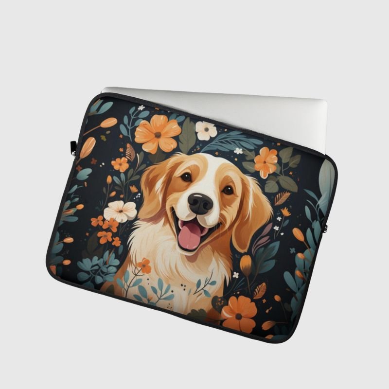 Boho Golden Retriever Laptop Sleeve - Funny Nikko