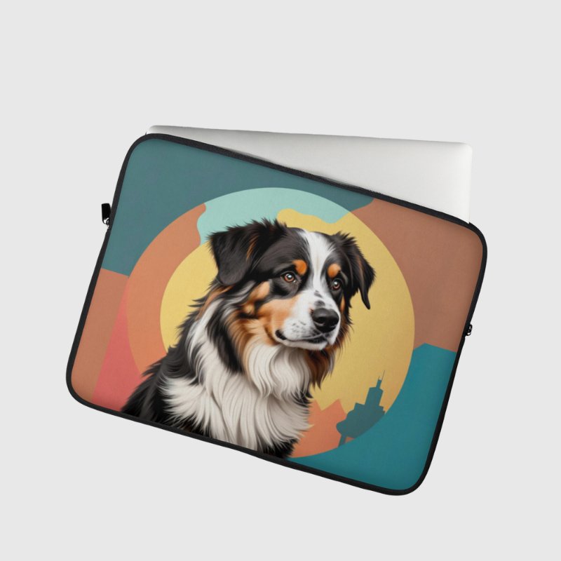 Border Collie in the City Laptop Sleeve - Funny Nikko