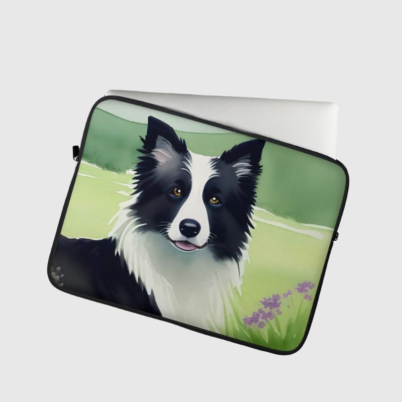 Border Collie on a Walk Laptop Sleeve - Funny Nikko