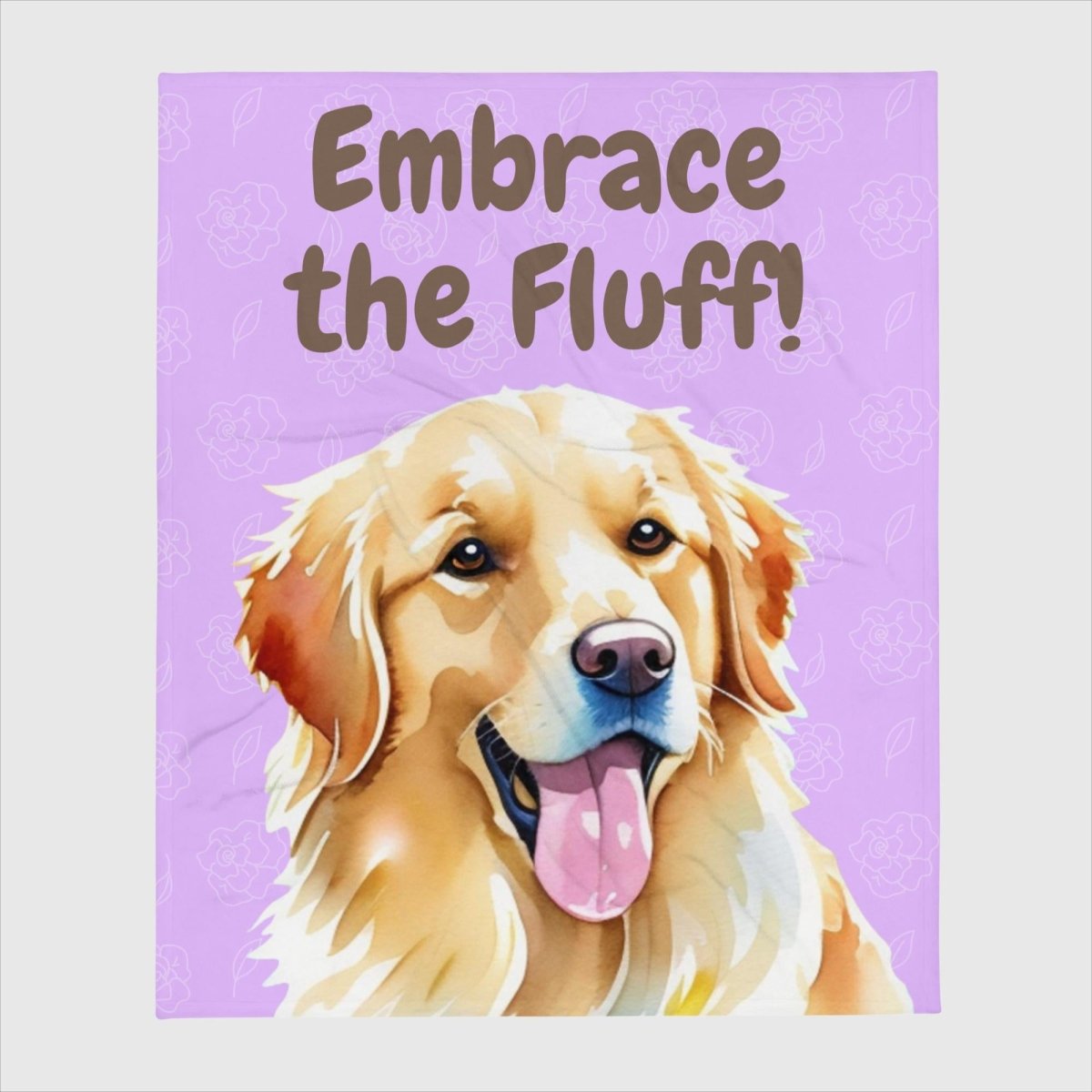 Embrace the Fluff Golden Retriever Purple Throw Blanket - Funny Nikko