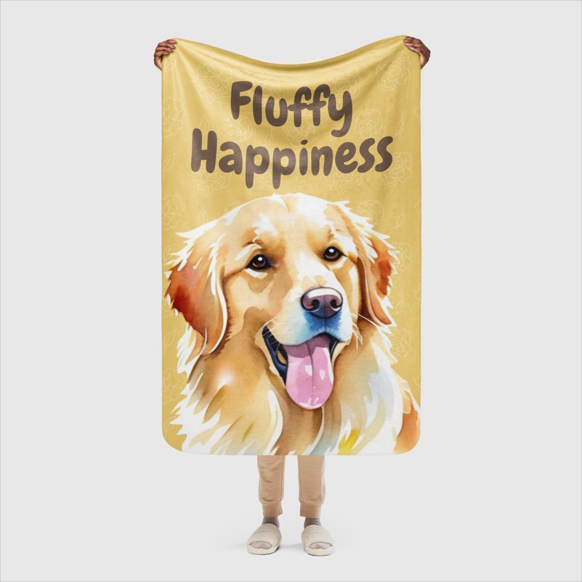 Fluffy Happiness Golden Retriever Yellow Sherpa blanket - Funny Nikko