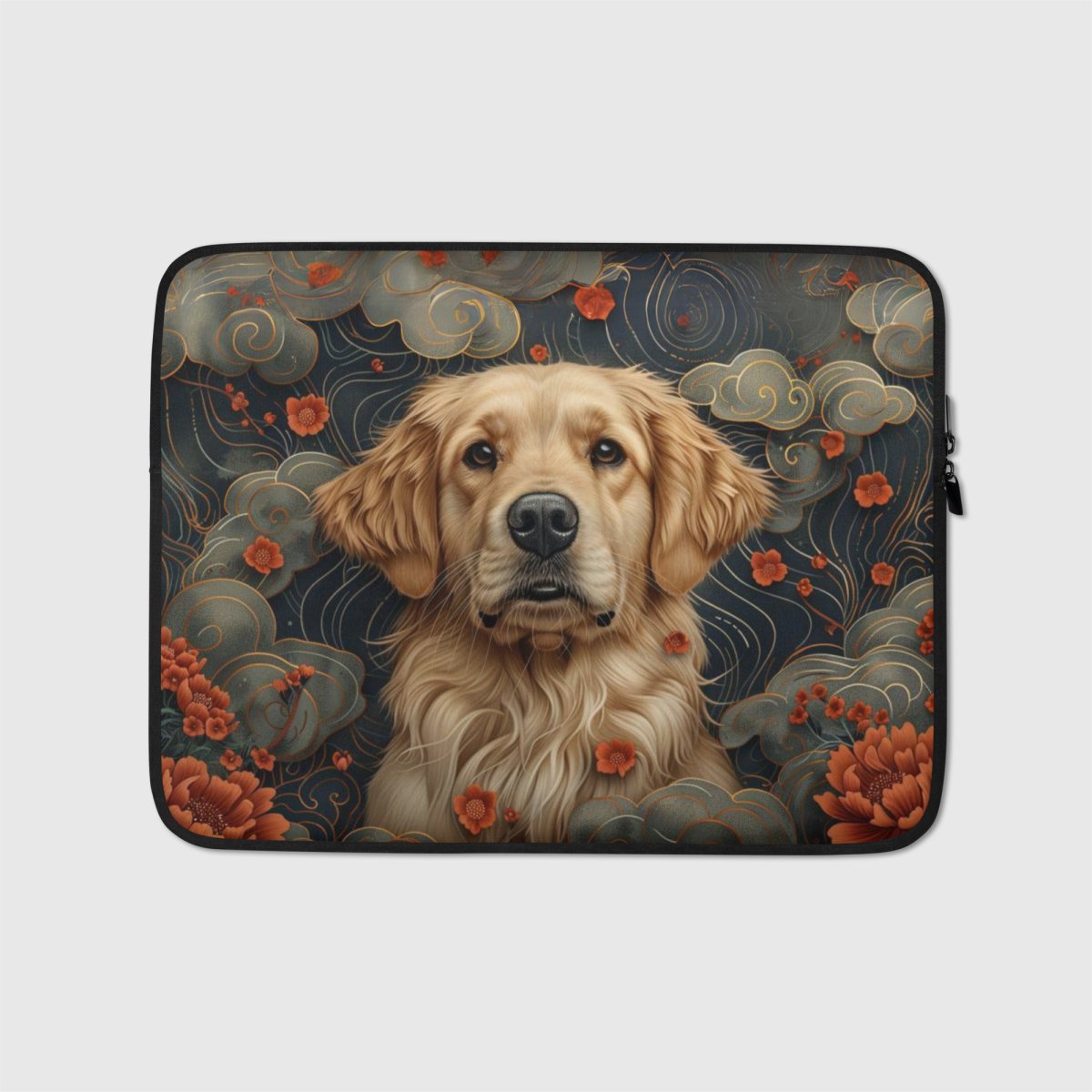 Golden Japanese Style Laptop Sleeve - Funny Nikko