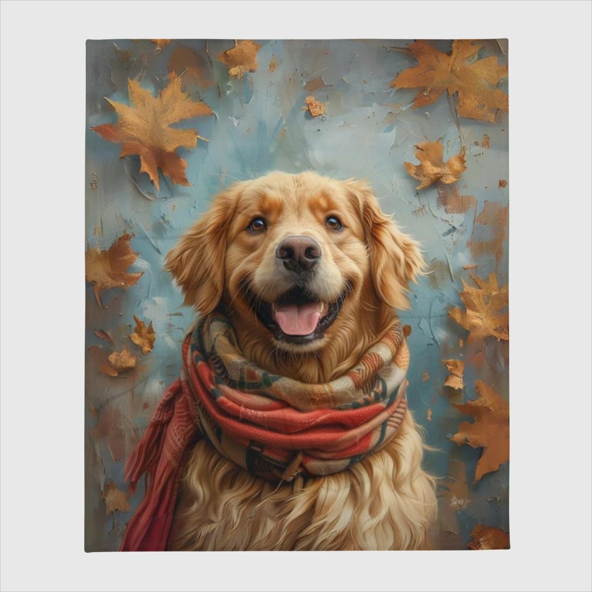 Golden Retriever Autumn Throw Blanket - Funny Nikko