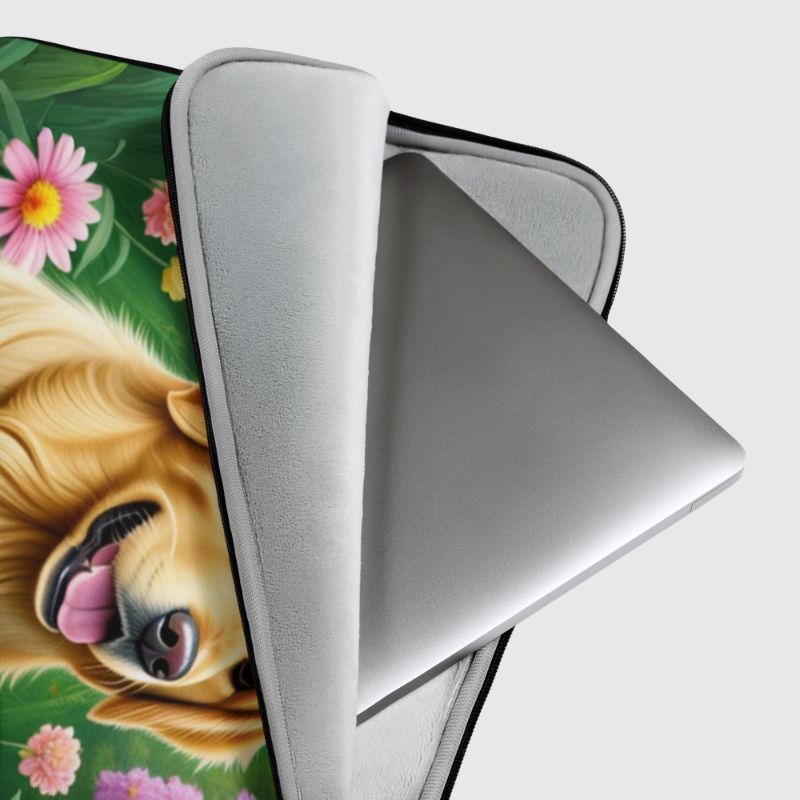 Golden Retriever Flower Laptop Sleeve - Funny Nikko