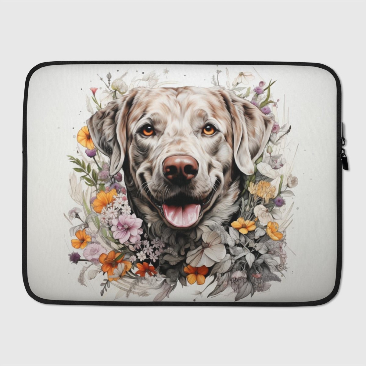 Labrador Floral Sketch Laptop Sleeve - Funny Nikko