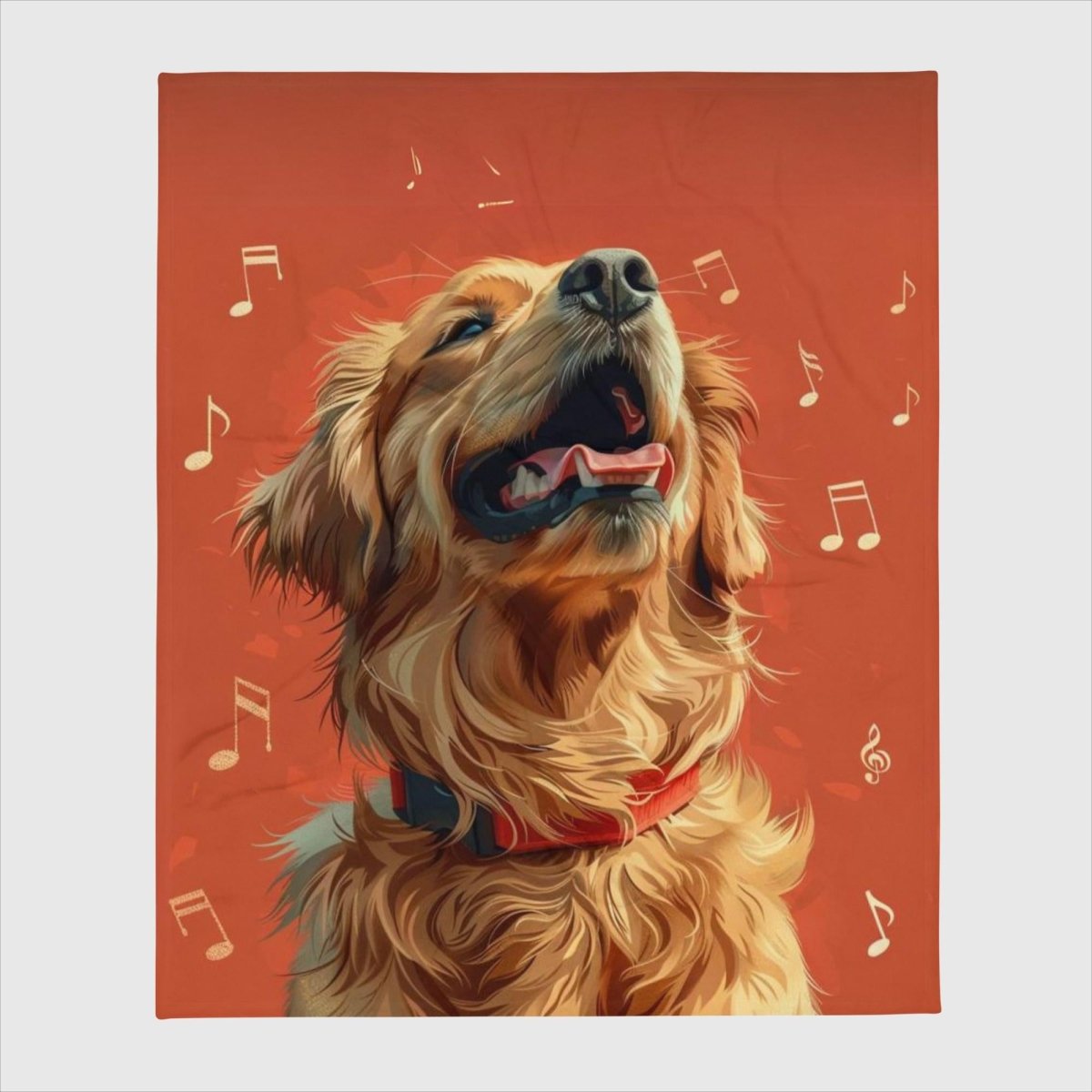 Musical Golden Retriever Throw Blanket - Funny Nikko