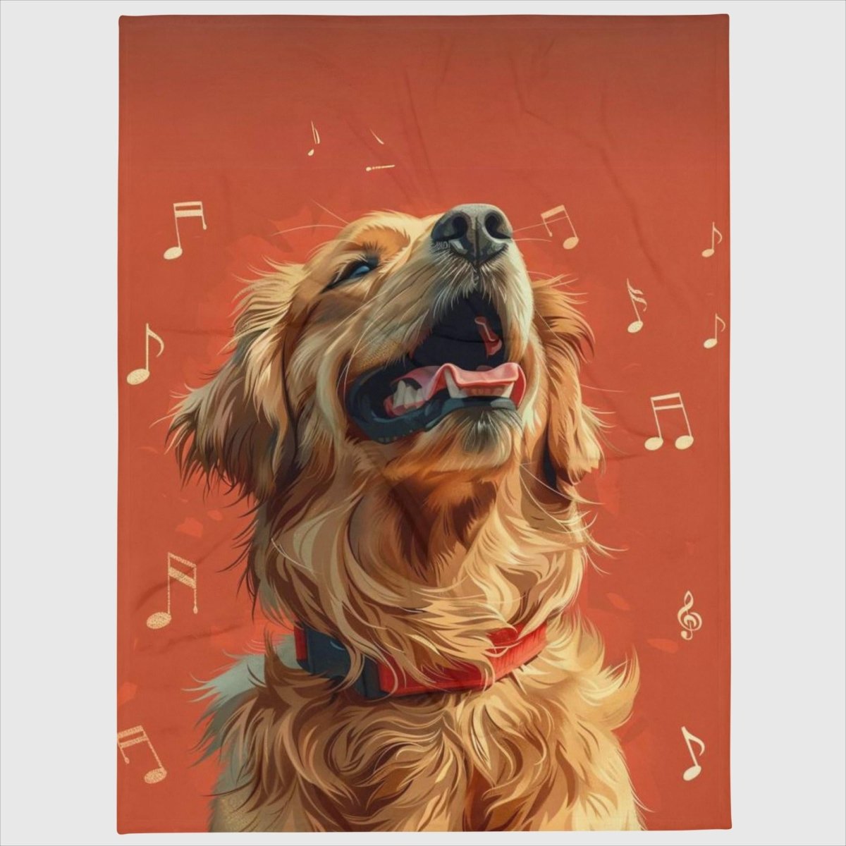 Musical Golden Retriever Throw Blanket - Funny Nikko