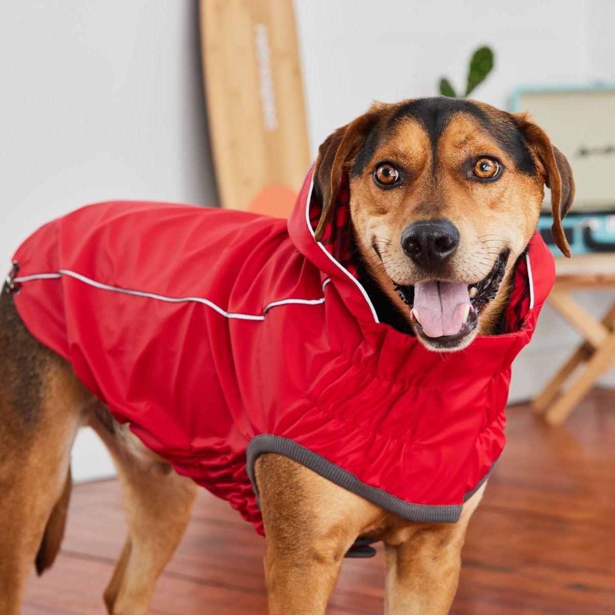 Reversible Elasto - Fit Raincoat - Red/Red - Funny Nikko