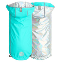 Reversible Raincoat - Neon Aqua With Iridescent - Funny Nikko