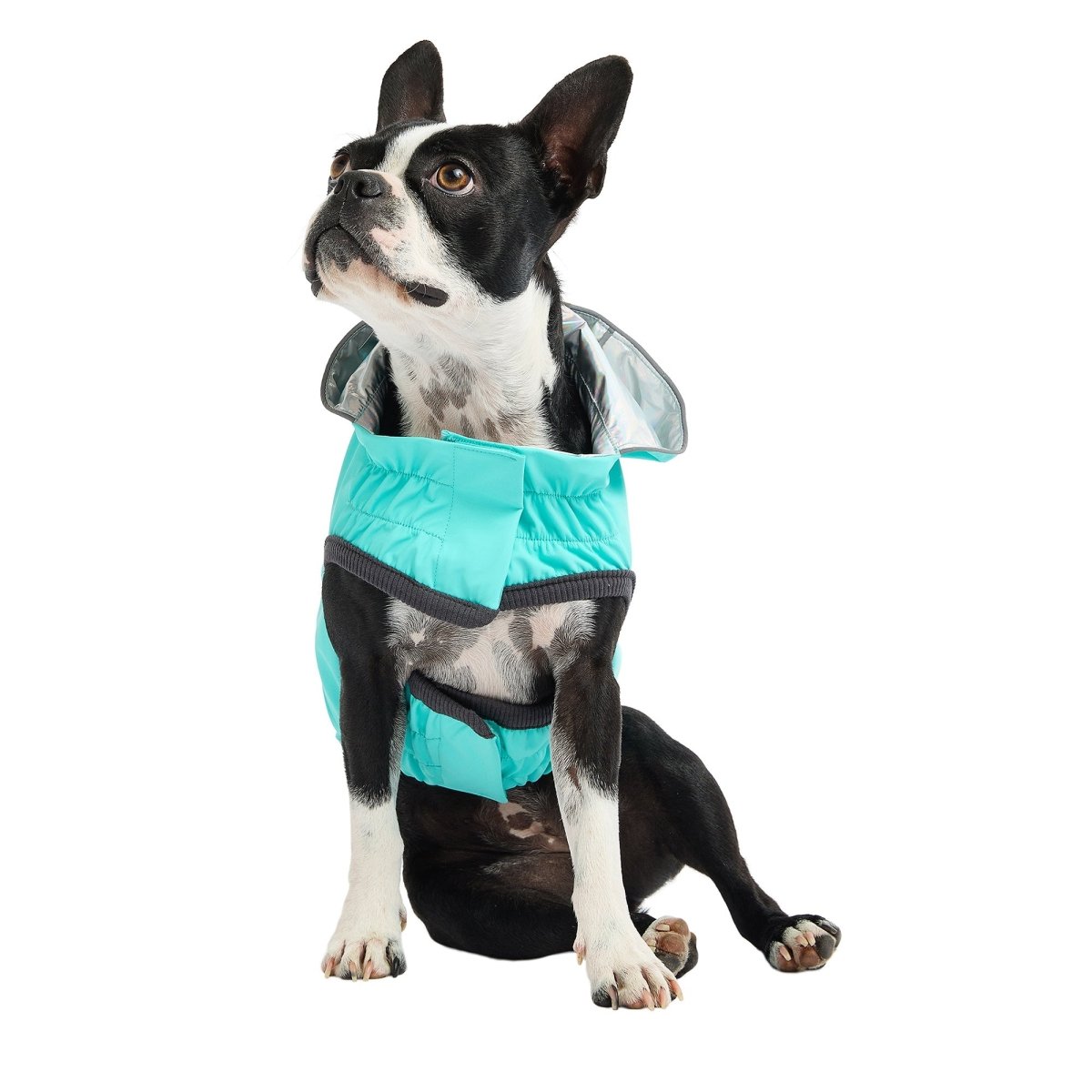 Reversible Raincoat - Neon Aqua With Iridescent - Funny Nikko