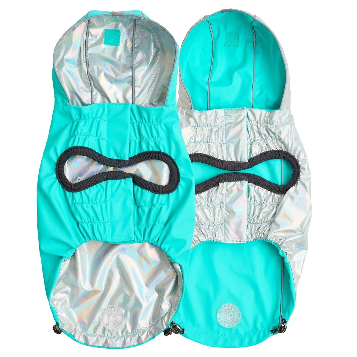 Reversible Raincoat - Neon Aqua With Iridescent - Funny Nikko