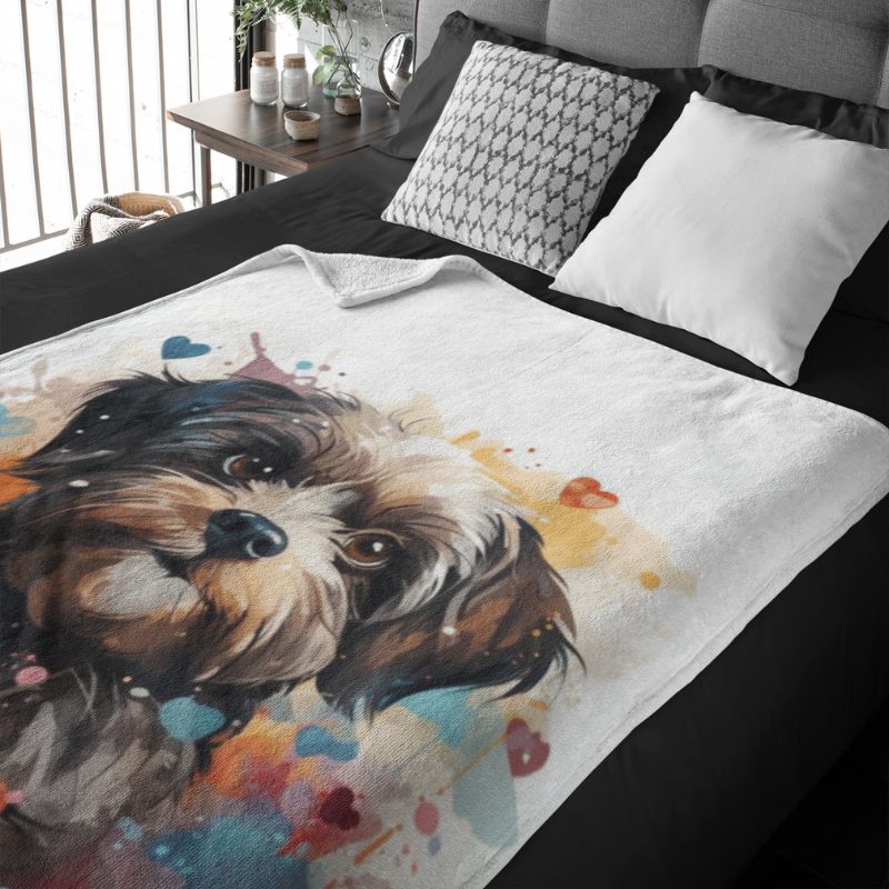 Shih Tzu Love Splashes Throw Blanket - Funny Nikko