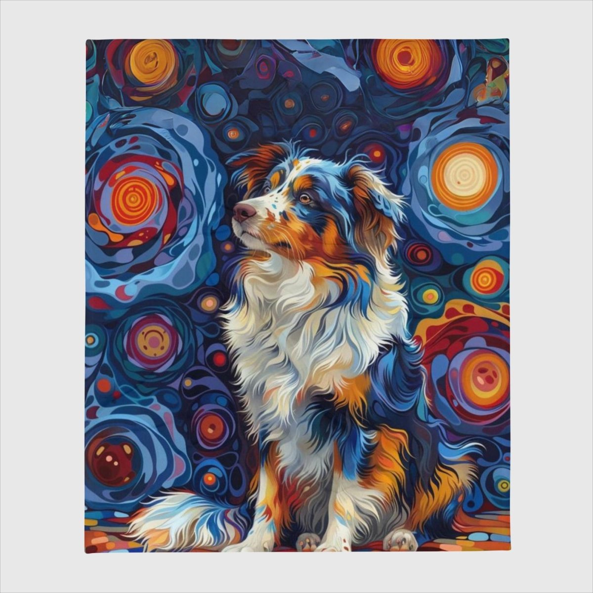 Starry Night Australian Shepherd Throw Blanket - Funny Nikko