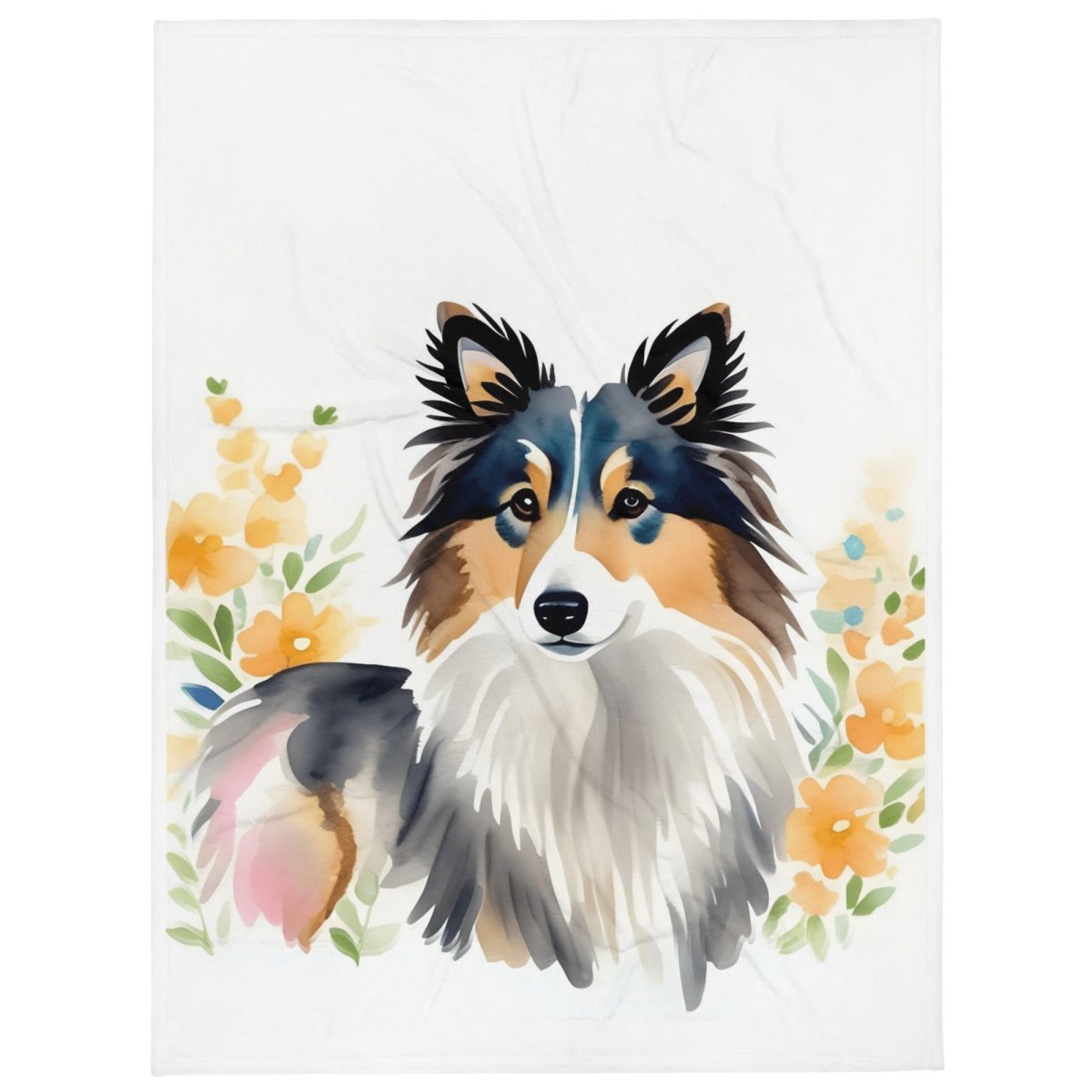 Adorable Sheltie Floral Throw Blanket - Funny Nikko