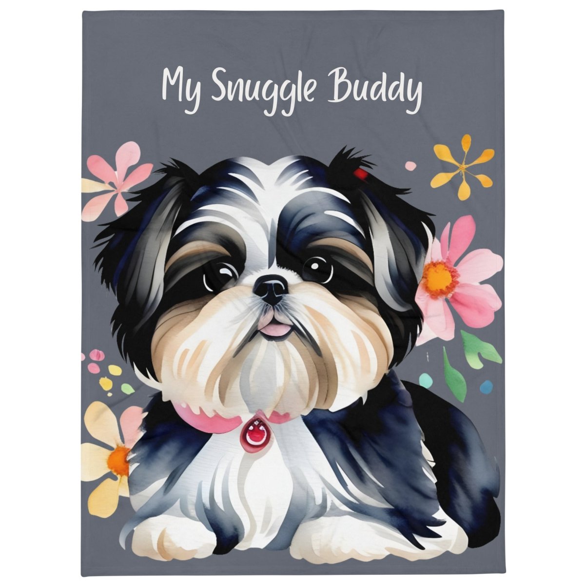 Beautiful Shih Tzu Floral Throw Blanket - Funny Nikko