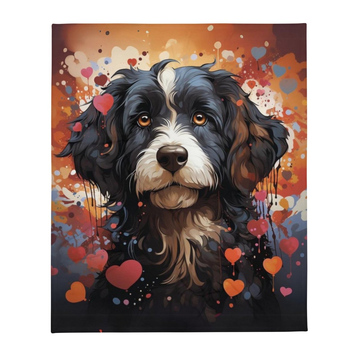 Bernedoodle Love Splash Throw Blanket - Funny Nikko