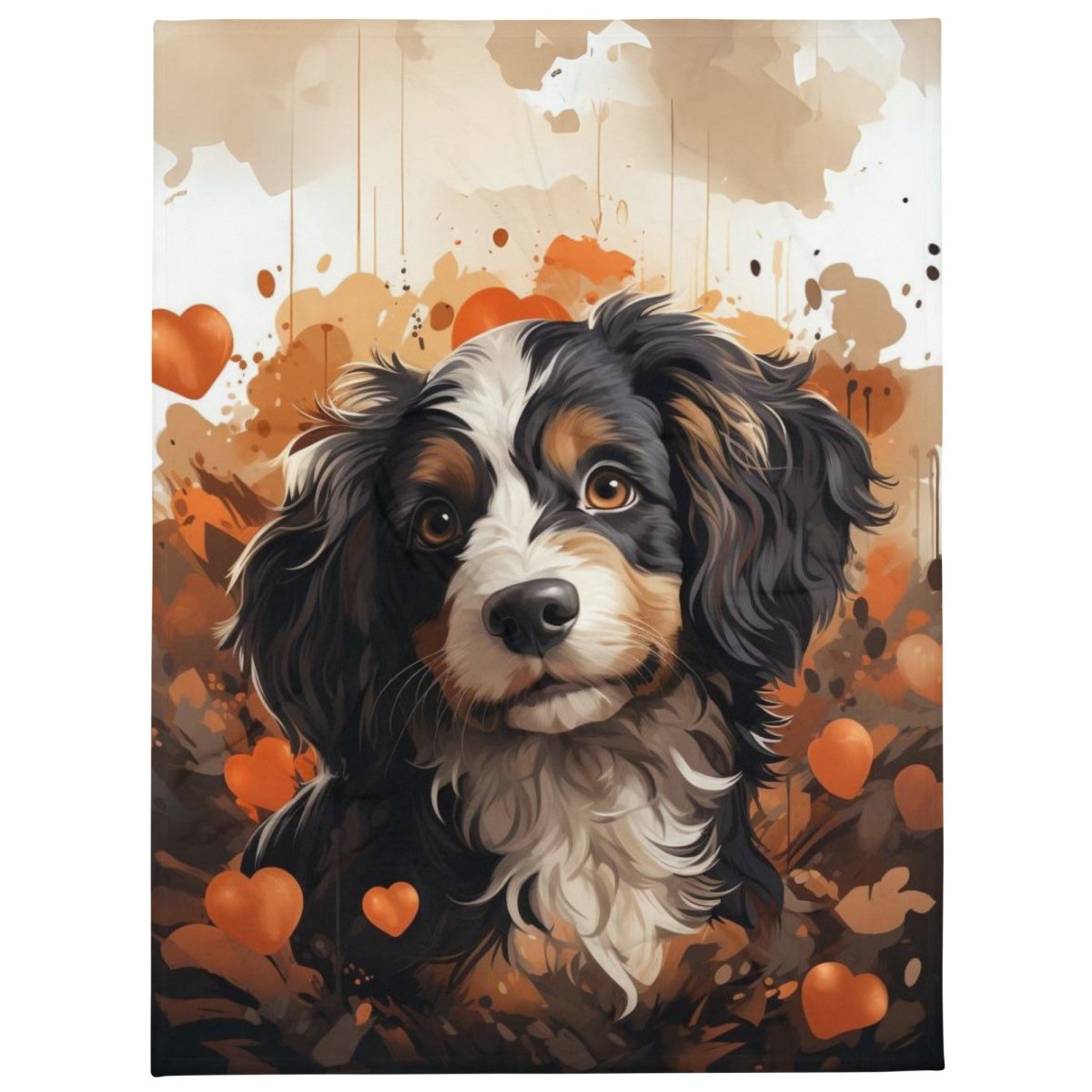 Bernedoodle Puppy Love Throw Blanket - Funny Nikko