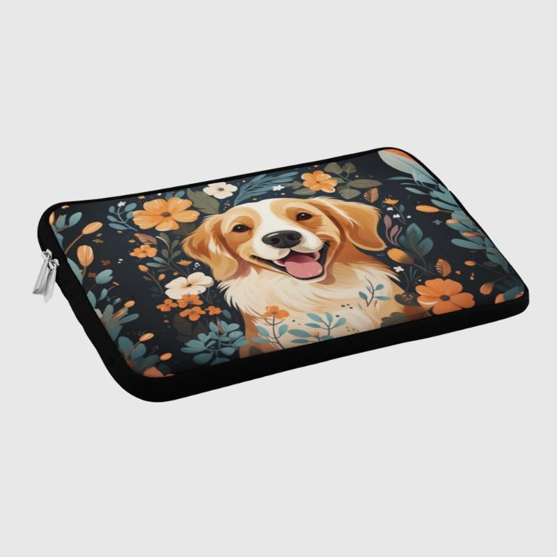 Boho Golden Retriever Laptop Sleeve - Funny Nikko