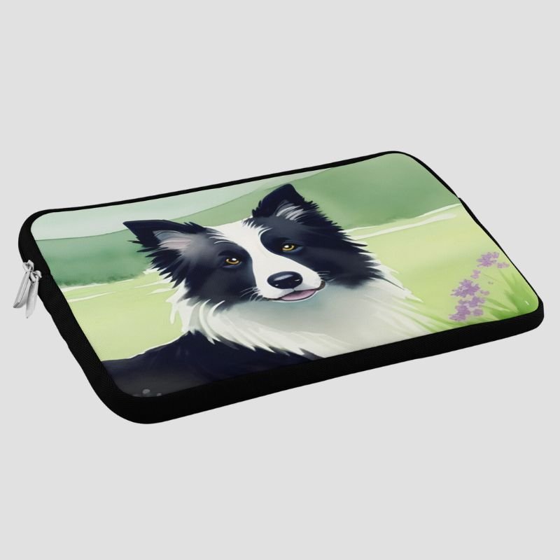 Border Collie on a Walk Laptop Sleeve - Funny Nikko