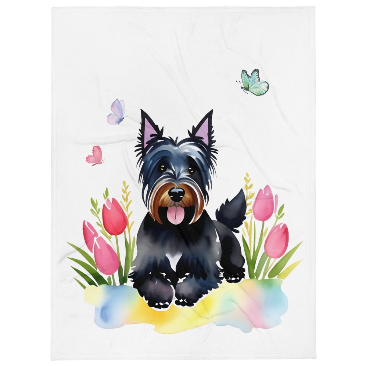 Cuddly Scottie Floral Throw Blanket - Funny Nikko