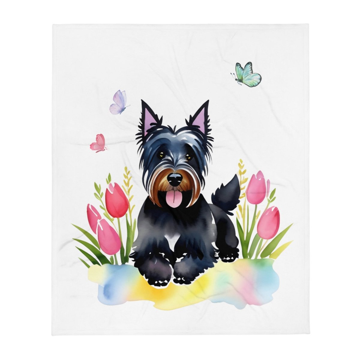 Cuddly Scottie Floral Throw Blanket - Funny Nikko