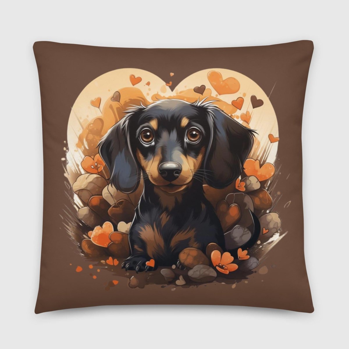 Dachshund Hearts & Flowers Throw Pillow - Funny Nikko