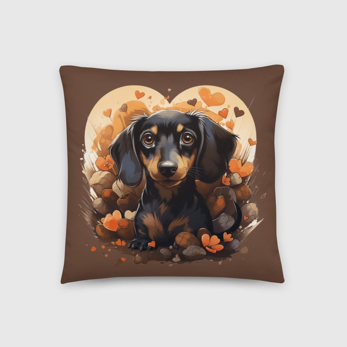 Dachshund Hearts & Flowers Throw Pillow - Funny Nikko