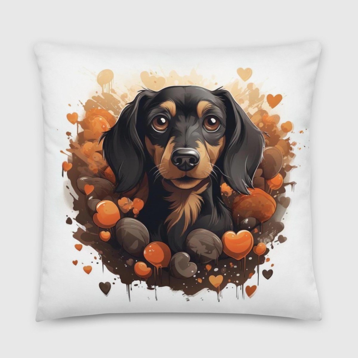 Doxie Chocolate Love Throw Pillow - Funny Nikko