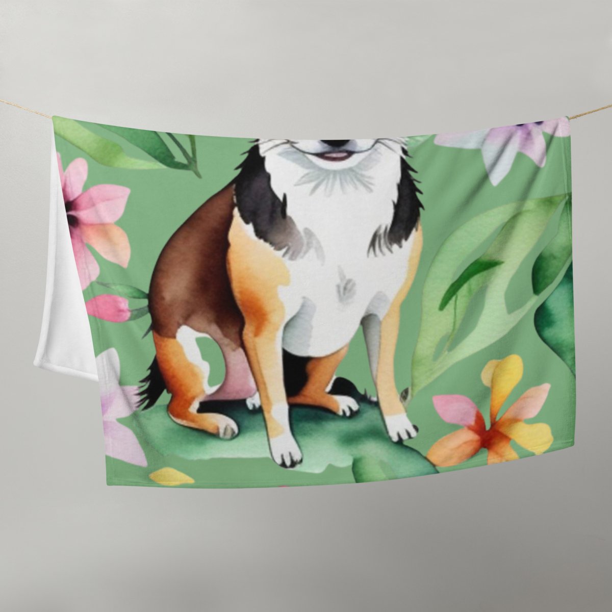 Floral Chihuahua Throw Blanket - Green - Funny Nikko