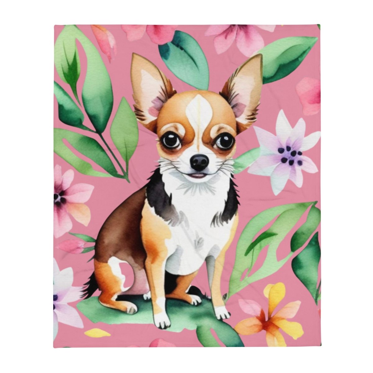 Floral Chihuahua Throw Blanket - Pink - Funny Nikko