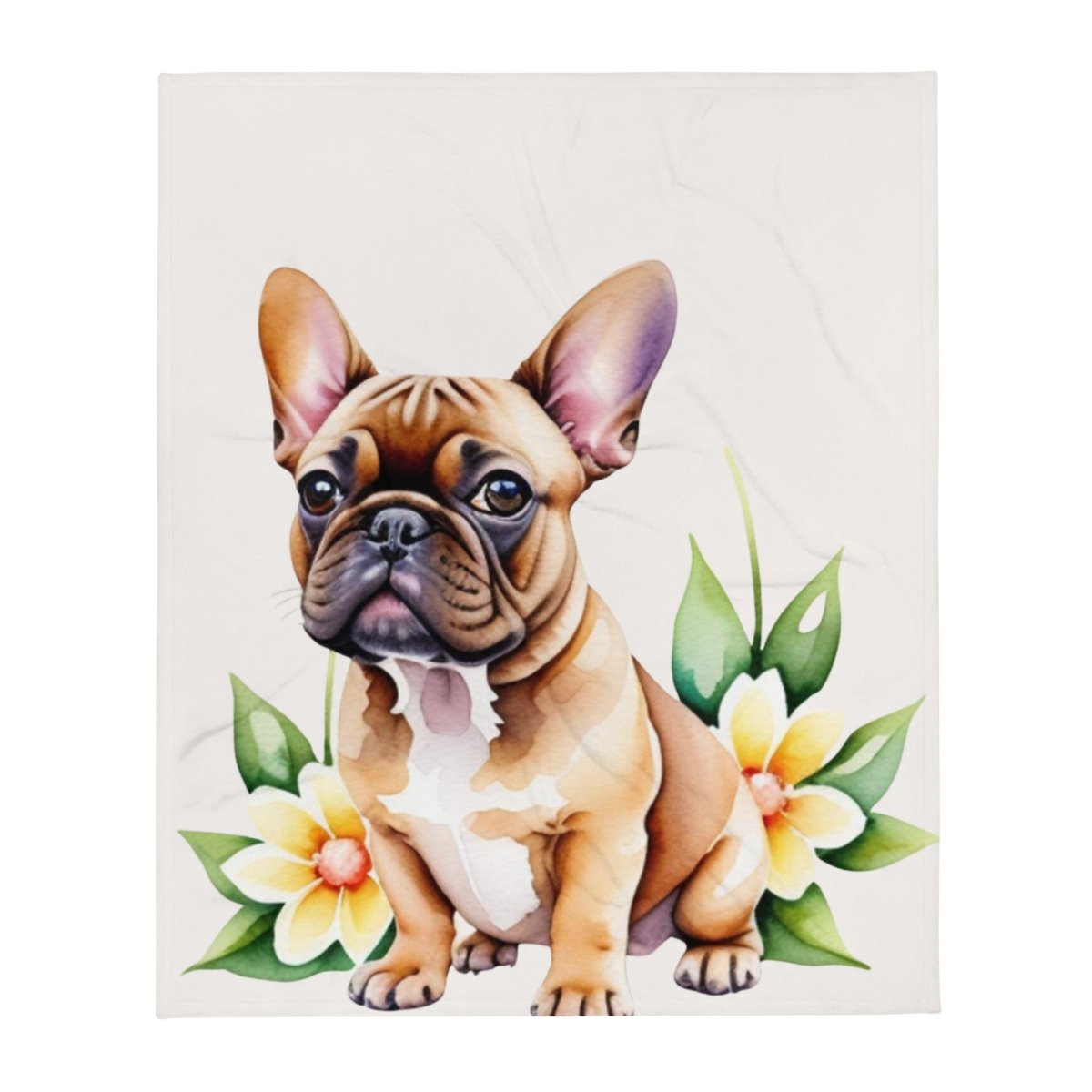 Frenchie and Flowers Throw Blanket - Funny Nikko