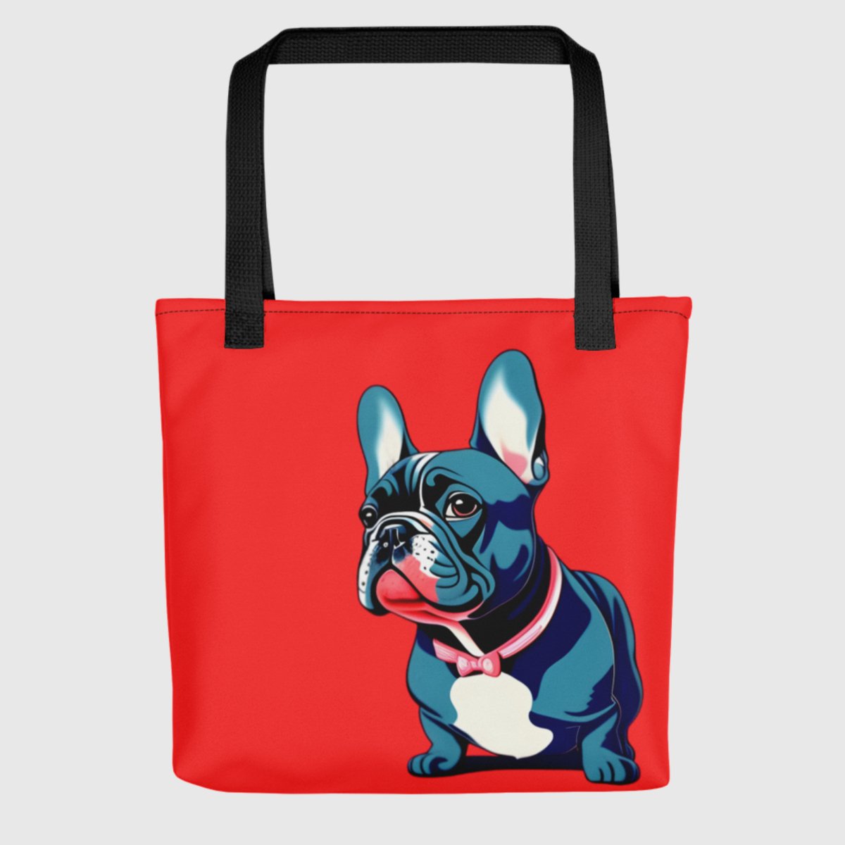 Frenchie in Red Love Tote Bag - Funny Nikko