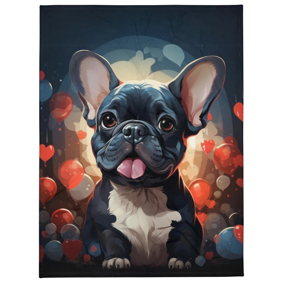 Frenchie Love Moon Throw Blanket - Funny Nikko