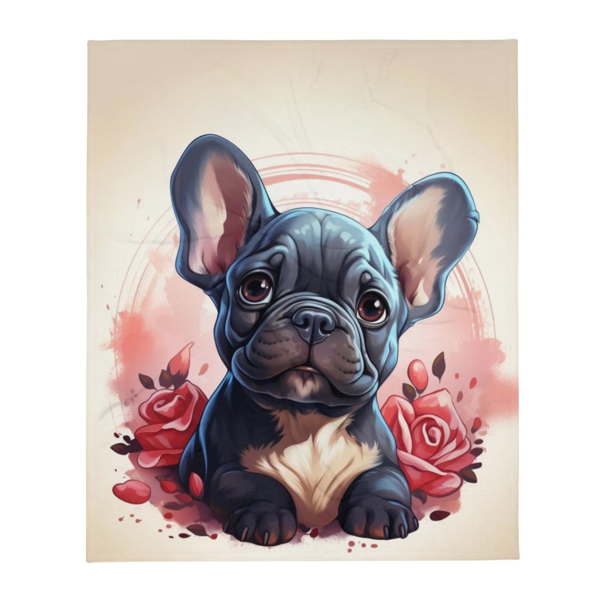 Frenchie Love & Roses Throw Blanket - Funny Nikko