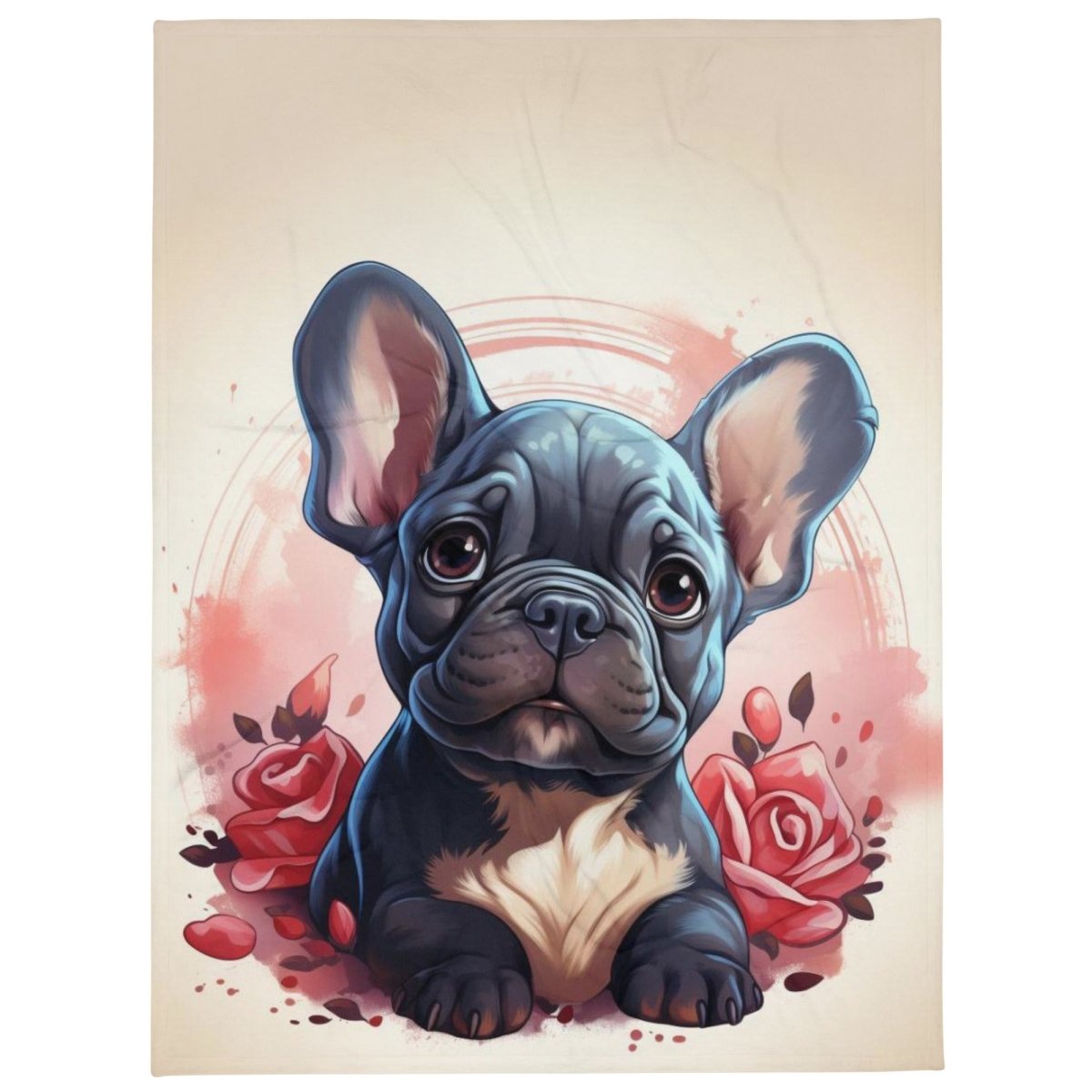 Frenchie Love & Roses Throw Blanket - Funny Nikko