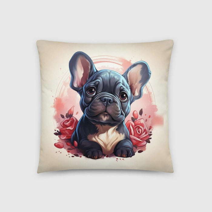 Frenchie Love & Roses Throw Pillow - Funny Nikko