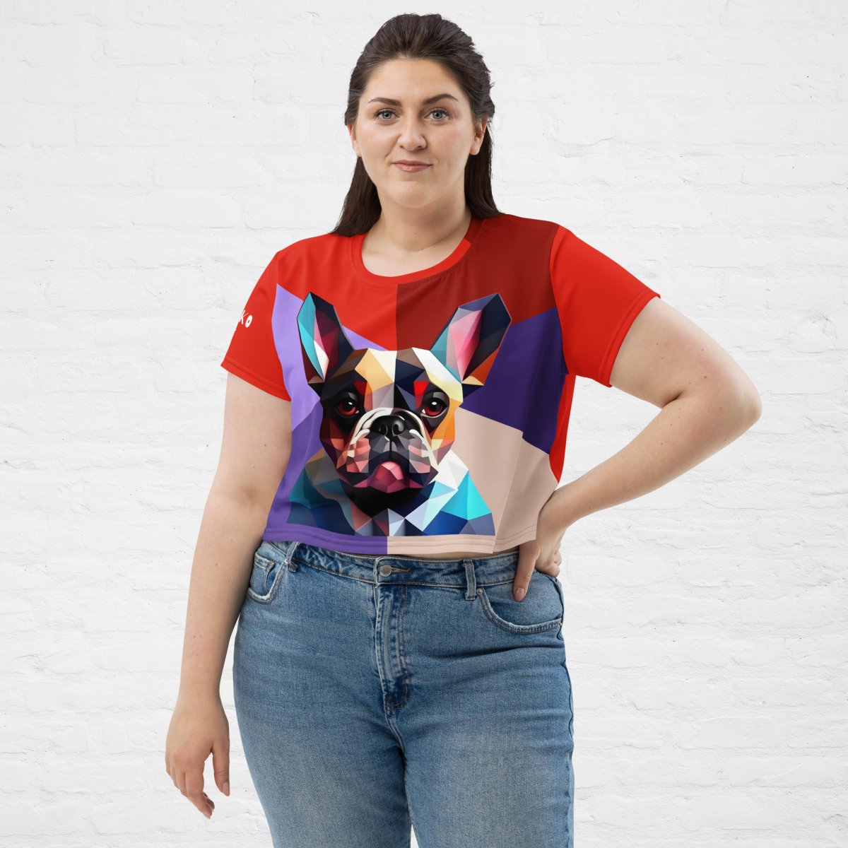 Geometric Frenchie Crop Top - Funny Nikko