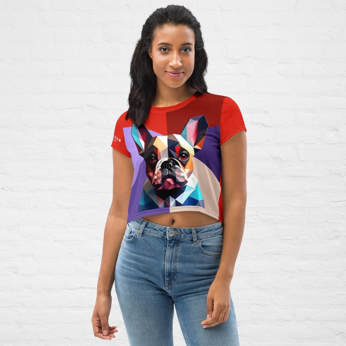 Geometric Frenchie Crop Top - Funny Nikko