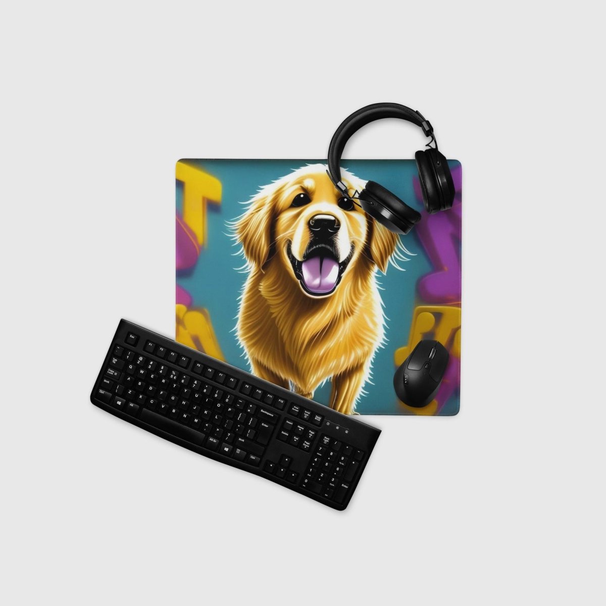 Golden Retriever Graffiti Gaming Mouse Pad - Funny Nikko