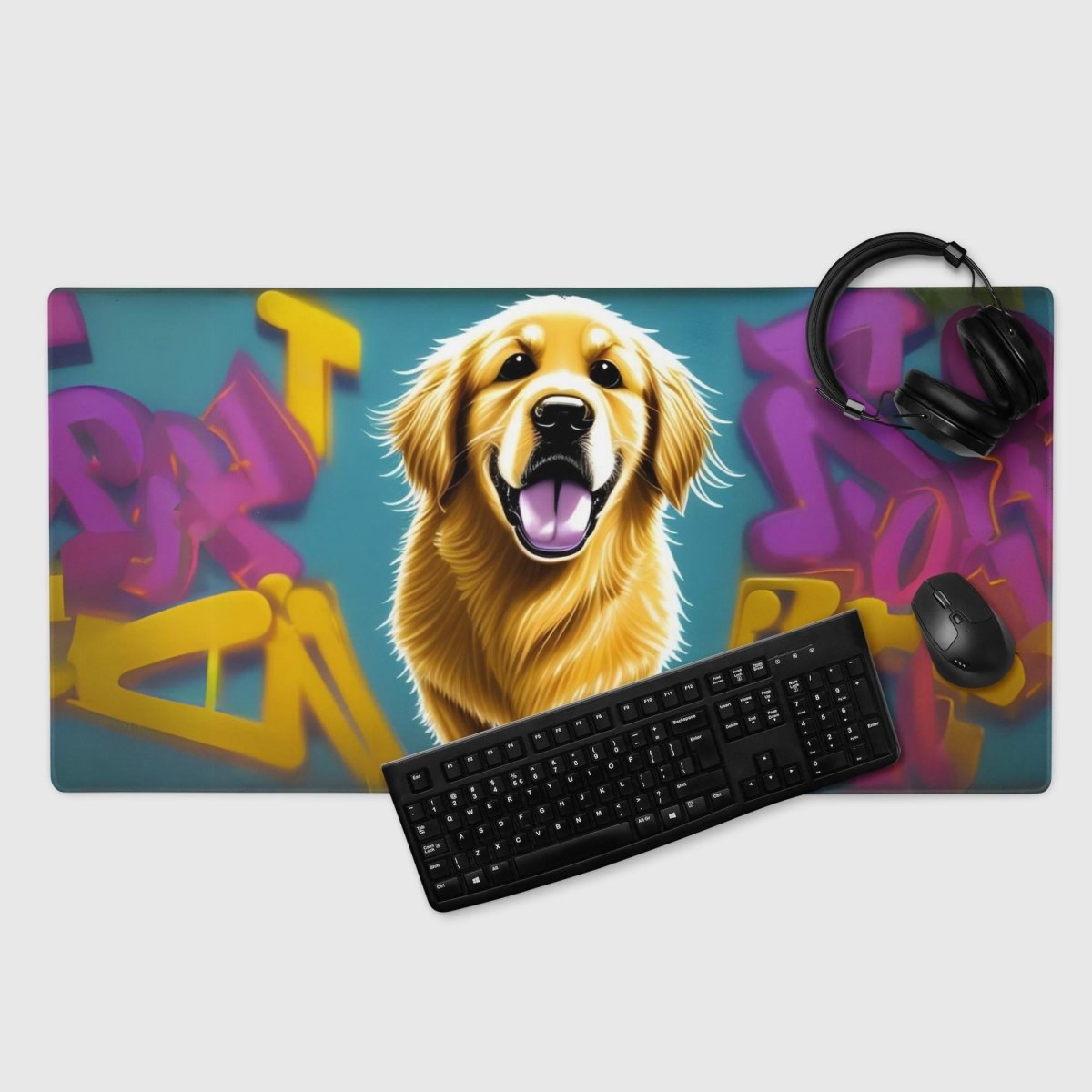 Golden Retriever Graffiti Gaming Mouse Pad - Funny Nikko