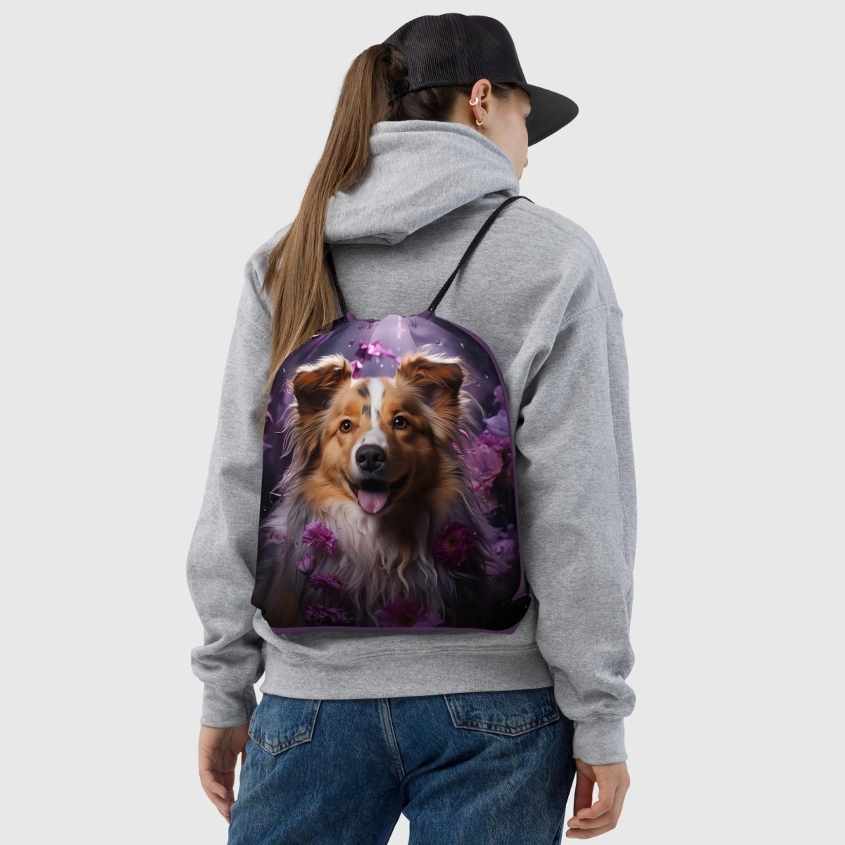 Purple Sheltie String Bag - Funny Nikko