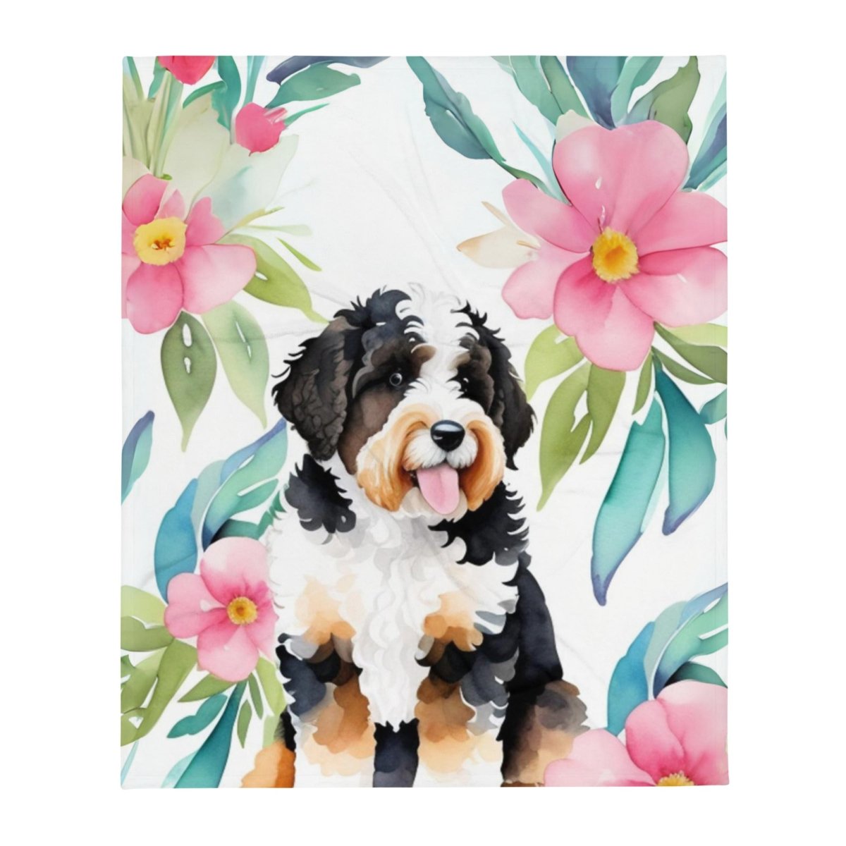 Romantic Bernedoodle Throw Blanket - Funny Nikko