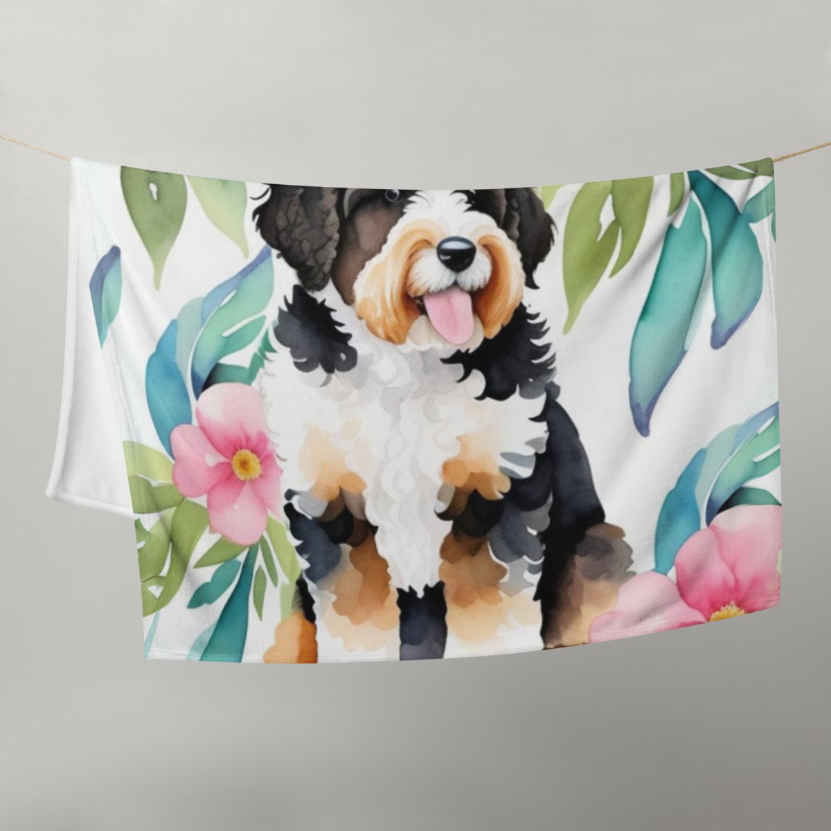 Romantic Bernedoodle Throw Blanket - Funny Nikko