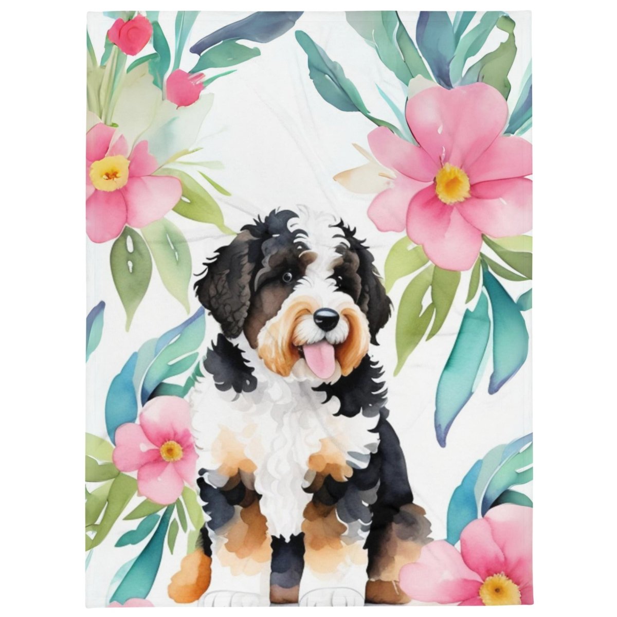 Romantic Bernedoodle Throw Blanket - Funny Nikko