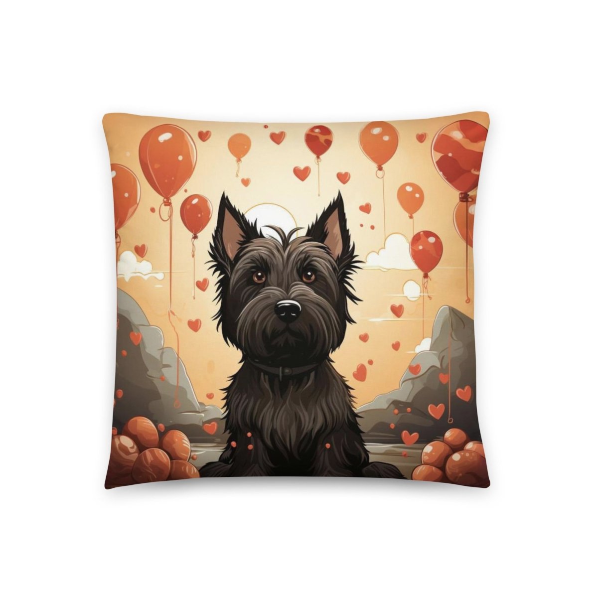 Scottie Love Balloons Throw Pillow - Funny Nikko